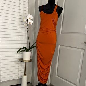 Orange Sleeveless Unique Straps Dress
